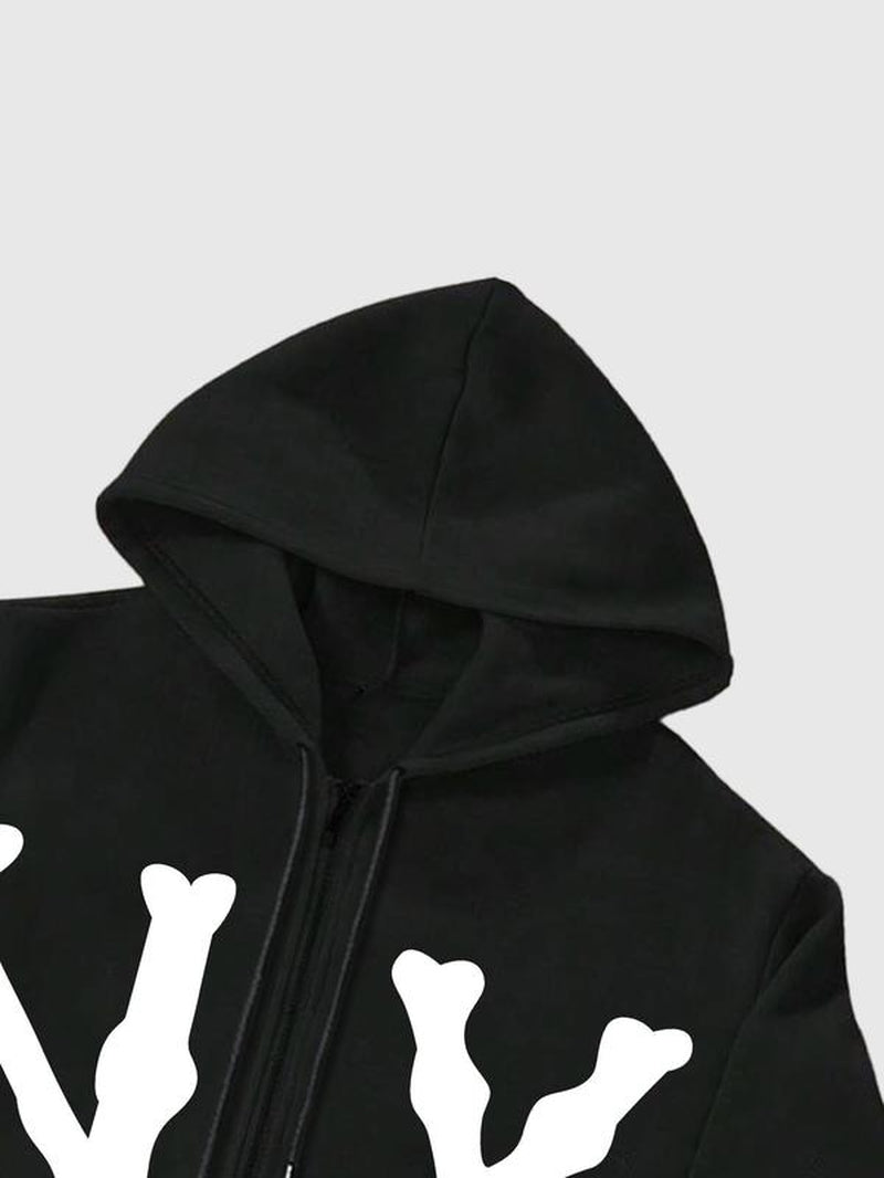 Men's Letter Print Drop Shoulder Drawstring Hoodie
